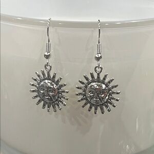 Silver Sun Face Earrings